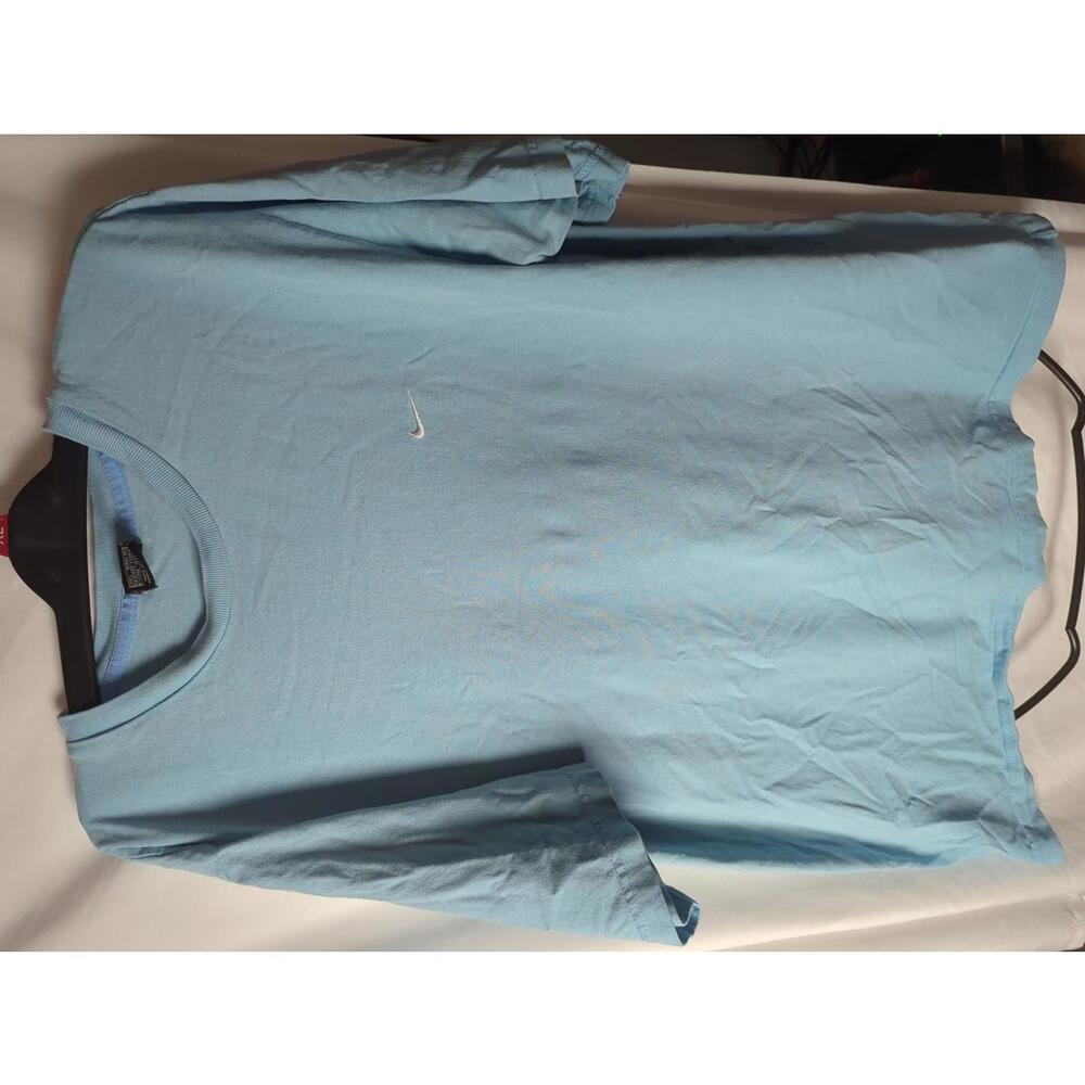 Vintage 90s Nike Solid Light Blue Men's T-Shirt Size L See Desc